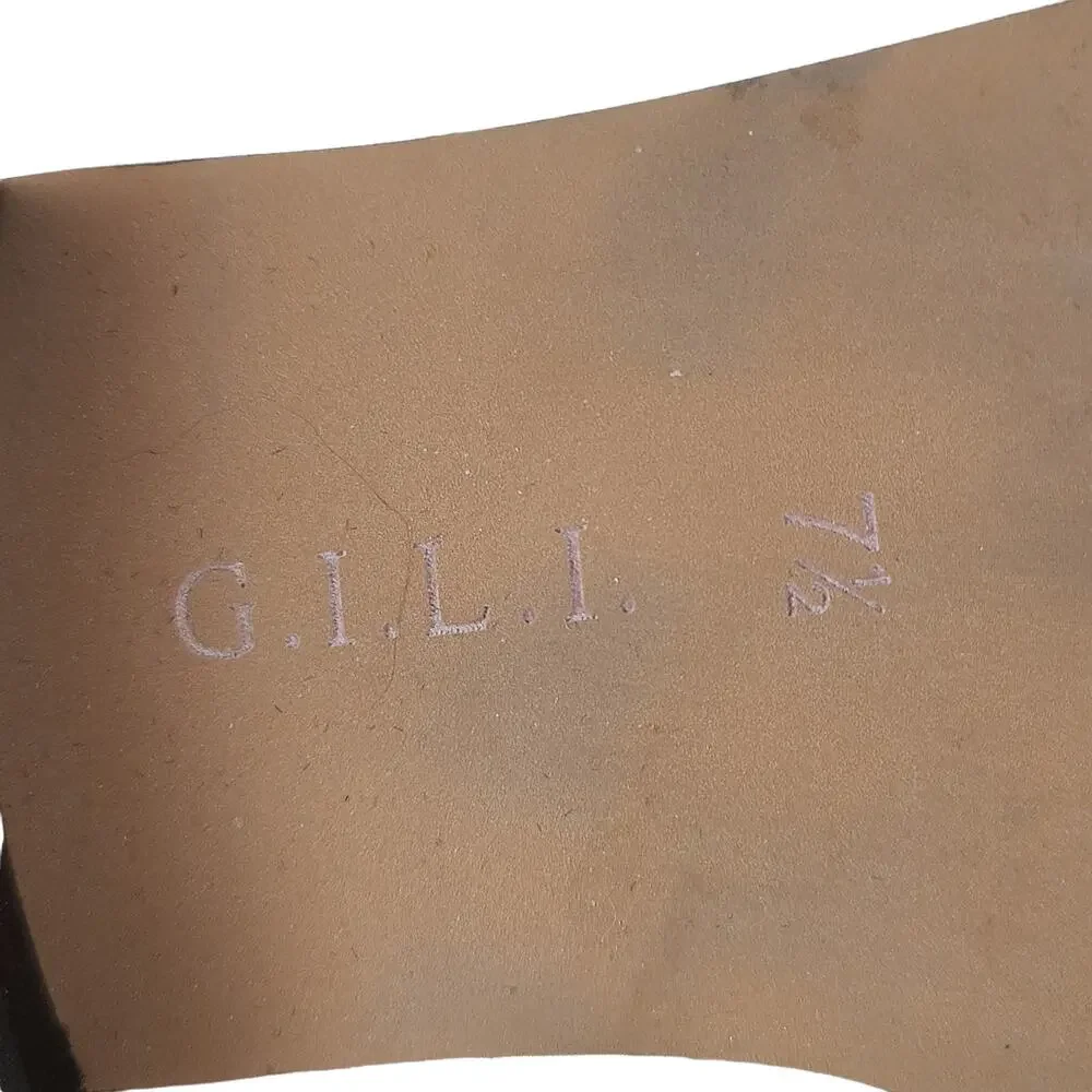 GILI beige leather suede knee high boots faux sheepskin trim 7.5